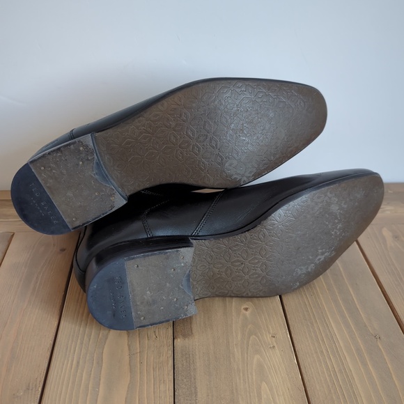 Ted Baker Black Leather w/ Paisley Print Boots - Picture 10 of 13